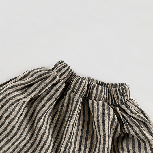 Shorts Infantiles de Algodón y Lino con Rayas Verticales para Verano - Image 9