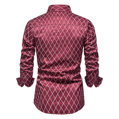 Camisa de Manga Larga para Hombre con Cuadros de Diamante y Contraste de Colores - Image 13