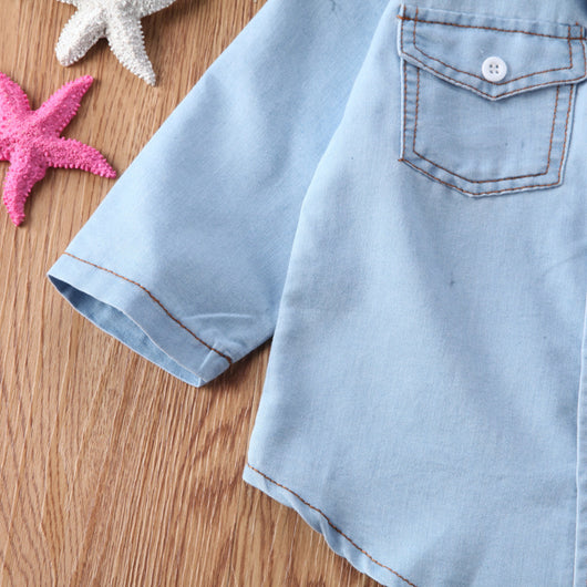 Camisas de Mezclilla con Solapa para Niños y Niñas de Manga Larga - Image 13