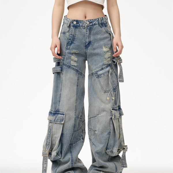 Pantalones Cargo Desestructurados con Lavado Industrial