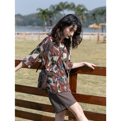 Camisa Floral Retro Hong Kong Oversized Manga Larga Primavera Otoño - Image 14