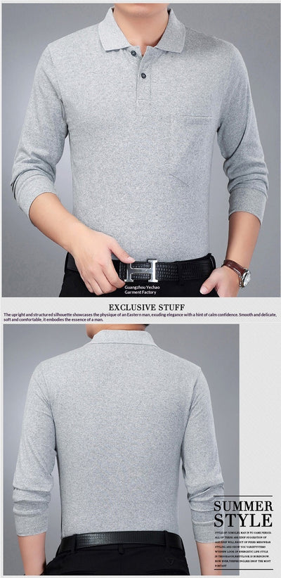 Camisa Manga Larga Clásica para Hombre con Cuello Italiano y Bolsillos Funcionales - Image 10