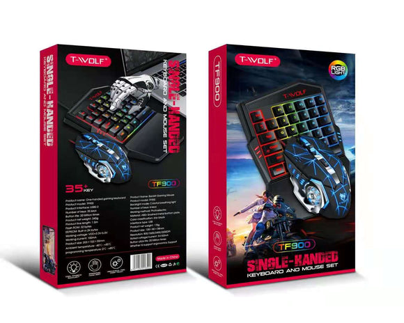 Teclado y Ratón Ergonómico de Una Mano Lei Lang TF900