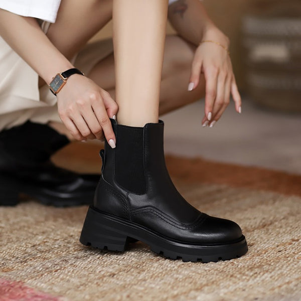 Botas Martin Retro Mujer con Tacón Grueso y Suela Reforzada