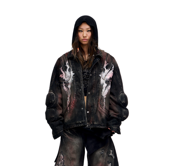 Chaqueta Denim Racer Armor Degradado Carmesí