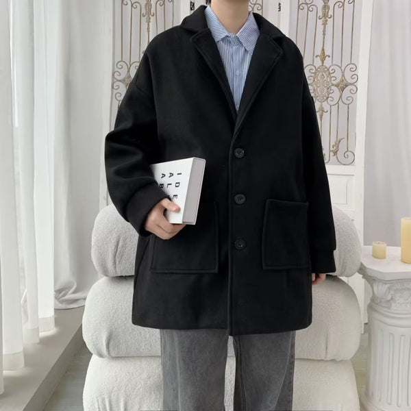 Abrigo de Lana Holgado para Hombre - Otoño e Invierno con Forro de Algodón