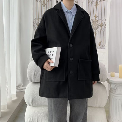 Abrigo de Lana Holgado para Hombre - Otoño e Invierno con Forro de Algodón