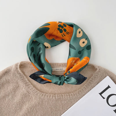 Pañuelo de Seda Estampado Floral Cuadrado Pequeño - Image 10