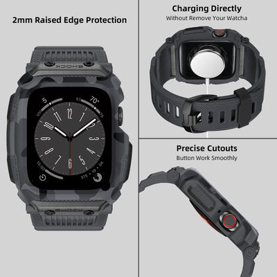 Funda Protectora Apple Watch 45/678 Generaciones Camuflaje con Correa Integrada - Image 4