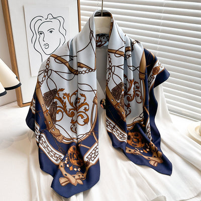 Pañuelo de Seda Twill Estampado 90cm con Anilla Cadena - Diseño Europeo y Americano - Image 3