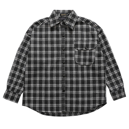 Camisa de Cuadros Hombre con Bordado de Letras - Manga Larga Suelta Estilo Urbano Otoño - Image 11