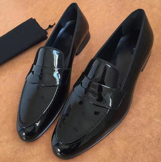 Zapatos de Cuero Ejecutivos Hombre - Diseño Mocasín Brillante Premium
