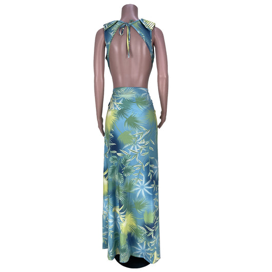 Traje de Baño Dos Piezas con Cardigan Estampado sin Mangas - Image 46