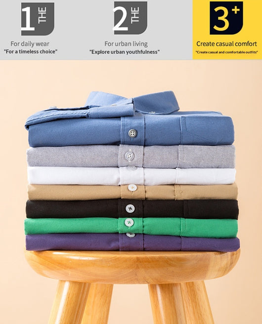 Camisa Oxford de Algodón Puro Transpirable para Hombre - Image 22