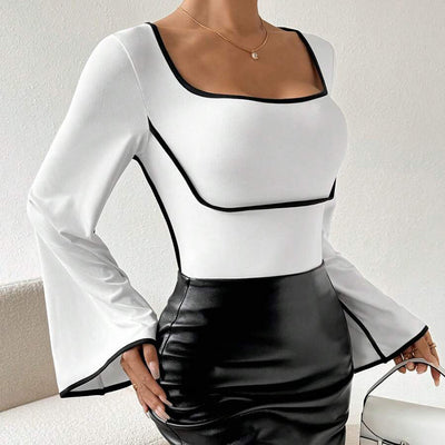 Blusa Mujer Cuello Mao con Mangas Acampanadas - Image 2