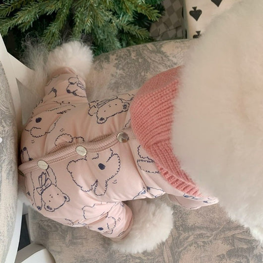Mameluco Térmico para Perros con Estampado de Osito y Bufanda Tejida - Image 6