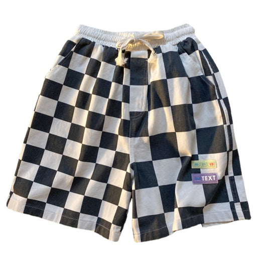 Pantalones Cortos Cuadros Contrastantes Estilo Deportivo Ancho Recto - Image 6