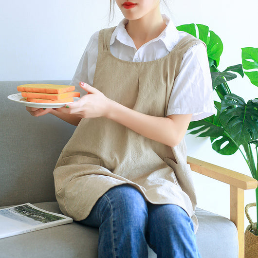 Delantal Retro Pastoral sin Tirantes para Mujer - Doble Bolsillo