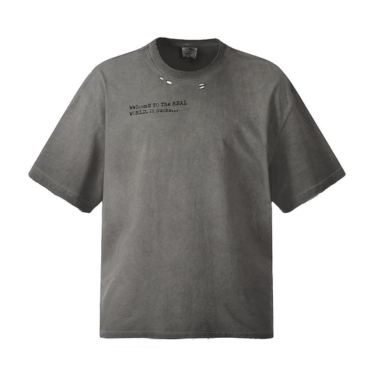 Playera Tie-dye Desgarrada de Manga Corta para Hombre