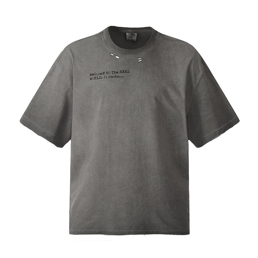 Playera Tie-dye Desgarrada de Manga Corta para Hombre