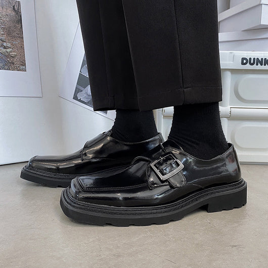 Zapatos Casuales Hombre Punta Cuadrada Brillo