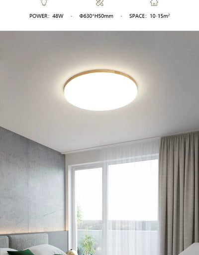 Lámpara de Techo LED Redonda Minimalista Nórdica en Madera Maciza - Image 19