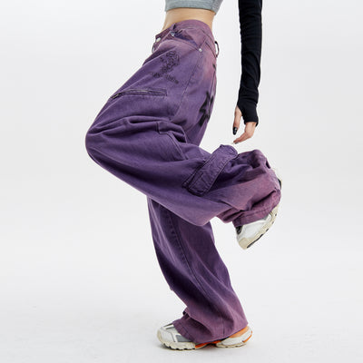 Pantalones Chaopai Púrpura Rectos de Pierna Ancha - Image 13