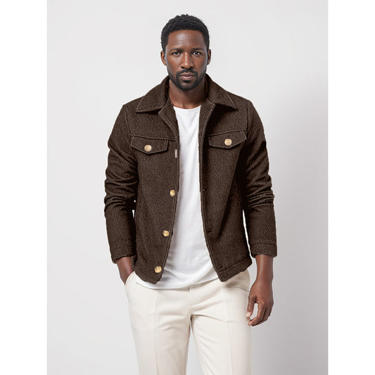 Abrigo de Lana para Hombre Elegante Botón Simple Diseño Liso - Image 2