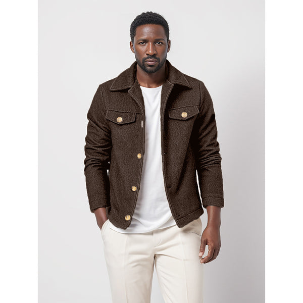 Abrigo de Lana para Hombre Elegante Botón Simple Diseño Liso