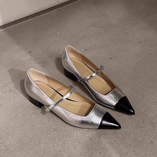 Zapatos Mary Jane con Tacón Medio y Punta Afilada para Mujer