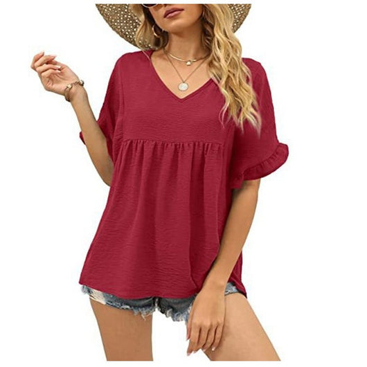 Blusa Casual de Verano con Volantes y Pliegues - Image 8