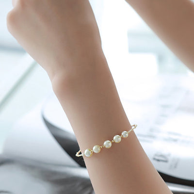 Pulsera de Perlas Dorado Claro Estilo Europeo y Americano