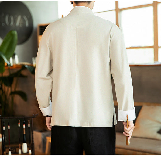 Camisa Retro Bordada para Hombre Estilo Chino Primavera Otoño - Image 13