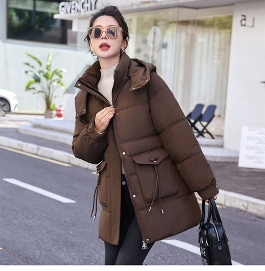 Abrigo de Invierno Coreano para Mujer - Algodón Grueso Largo - Image 15