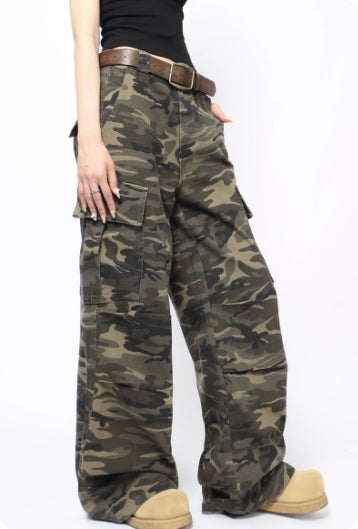 Pantalones Cargo Camuflaje Retro Lavado para Hombre y Mujer - Image 12