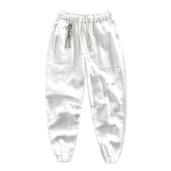 Shorts Casuais Masculinos Relaxados de Algodão e Linho