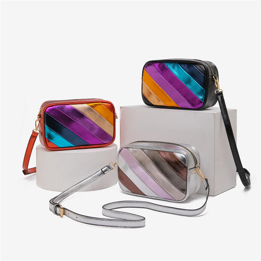 Bolsa Mensajera Tofu con Parches Cuadrados para Mujer
