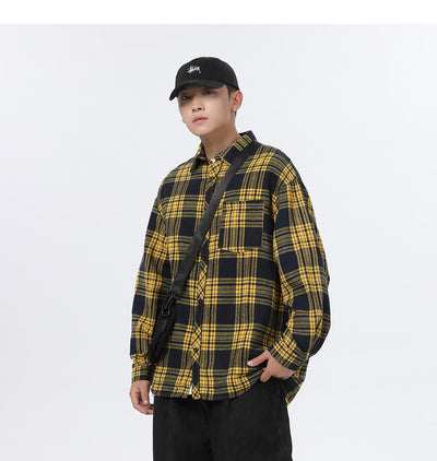 Camisa Casual Retro Cuadros para Hombre - Corte Holgado Primavera Otoño - Image 22