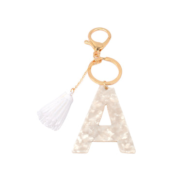 Llavero con Dije Alfabético de Acrílico y Borla Decorativa - Image 11