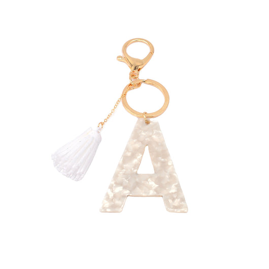 Llavero con Dije Alfabético de Acrílico y Borla Decorativa - Image 11