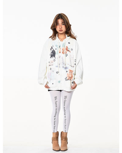 Sudadera con Capucha Retro Gato Adorable Estilo Americano - Image 6