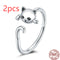 Conjunto 2 Brincos Studs de Gato Fofo Prateado