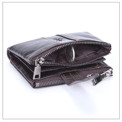 Billetera de Cuero Genuino con Cierre y Hebilla Retro para Hombre - Image 12