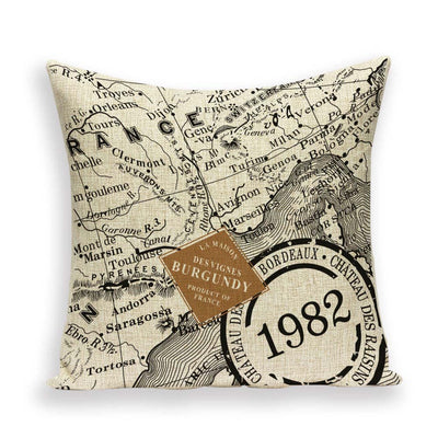 Funda de Almohada Retro con Mapa del Mundo Europeo - Cojín Decorativo Estilo Marroquí en Lino - Image 44