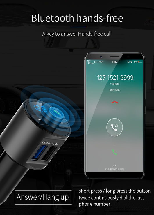 Transmisor FM Bluetooth con Carga Rápida para Auto BT56 - Image 17