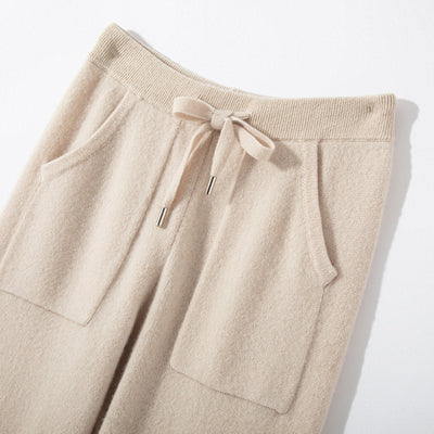 Pantalones de Punto Otoño-Invierno para Mujer, Cintura Alta Drapeado Elegante Efecto Adelgazante - Image 4