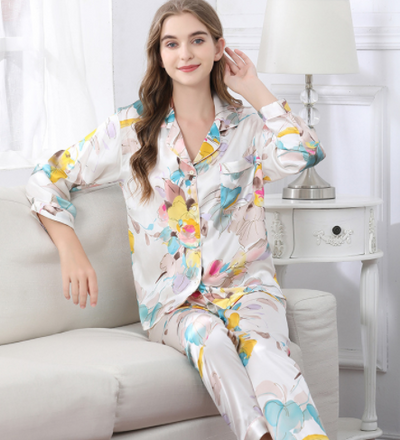 Traje de Dos Piezas Talla Grande Manga Larga en Seda para Primavera y Otoño - Image 18