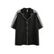 Camisa Casual de Rayas Negras para Hombre con Cuello Solapa