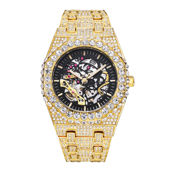 Reloj Mecánico Hip Hop Automático con Diamantes y Diseño Calado - Image 4