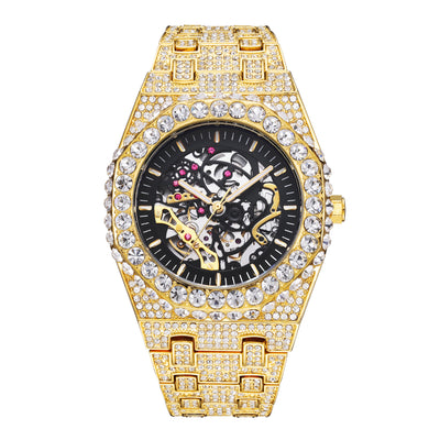 Reloj Mecánico Hip Hop Automático con Diamantes y Diseño Calado - Image 4